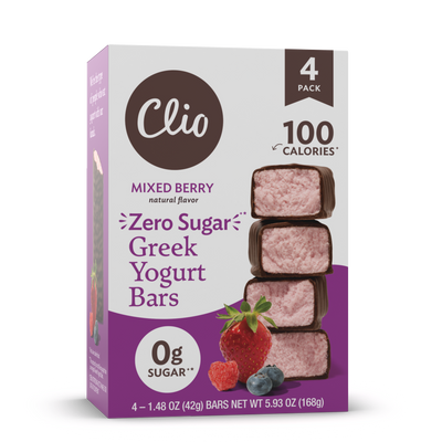 Refrigerated Greek Yogurt Bars - Full Size 4 Pack - Zero Sugar Mixed Berry